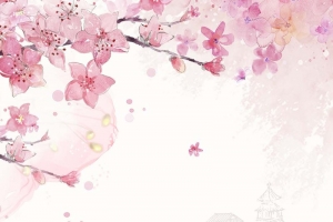 桃花粉红春天花朵PSD分层H5背景素材