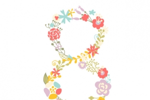 矢量女生节花瓣字体设计