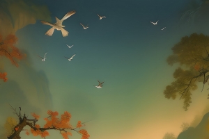 中国风 风景 建筑 树木 太阳 黄昏 手机高清壁纸