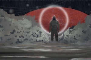 剪影 恶魔 艺术 雨 圆形 4k壁纸 3840x2160