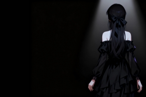 蒙眼美女 背影 光影 暗色系3440x1440带鱼屏动漫壁纸