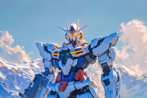 高达机甲雪山4K手机竖屏高清壁纸2160x3840免费下载