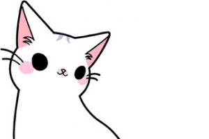 白色卡通手绘小猫