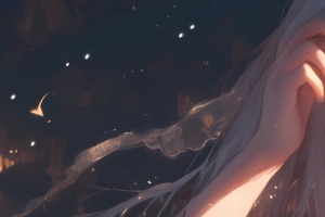 唯美眼罩女孩 蒙眼动漫3840x1080双屏壁纸