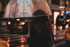 女孩 伞 雨 街道 夜 4k壁纸 3840x2160