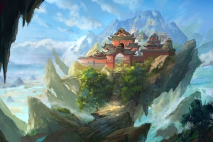 蓝天仙境山庄树林高清