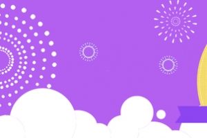 紫色卡通促销小清新几何banner