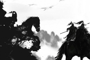 武侠将士中国风格斗水墨banner海报