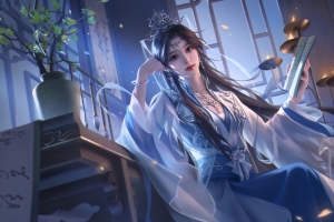 李慕婉书房唯美4K动漫高清壁纸3440x1440免费下载