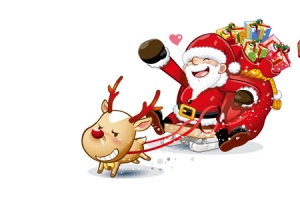 冬季圣诞节展板素材，驯鹿圣诞老人高清PNG透明图片免费下载