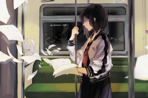 地铁 女生 二次元动漫壁纸