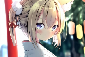 女孩 一瞥 neko 耳朵 和服 动漫 4k壁纸 3840x2160