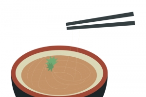 灰色圆弧碗装的粥卡通插画