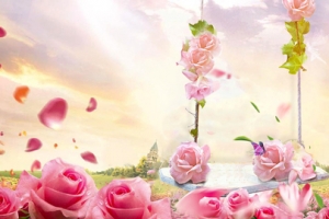 七夕情人节浪漫花瓣梦幻banner