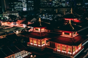 宝塔 屋顶 建筑 中国 夜城 鸟瞰 4k壁纸 3840x2160