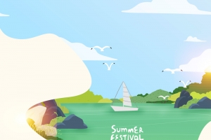 夏天海边沙滩纳凉玩耍