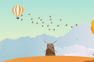 立秋手绘清新落叶海报背景banner
