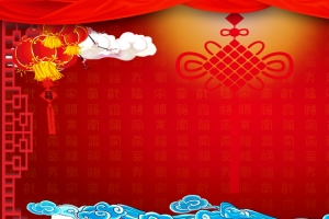 中国结喜庆红色电商海报背景