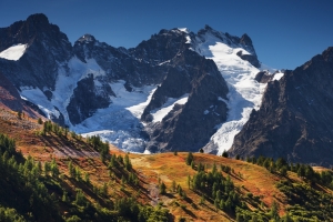 La Meije 高山,雪景,树林,4K风景壁纸