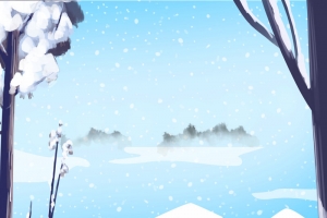 手绘卡通雪山背景图元素