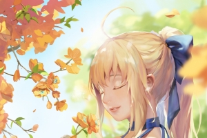 命运 连衣裙美女 Fate_Grand Orde Saber Saber Lily 4k手机壁纸