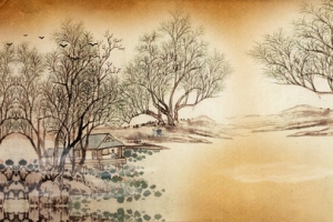 桃花源山水画背景banner