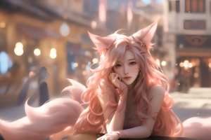阿狸 美女兽耳 长卷发 唯美 4K动漫壁纸 3840x2160