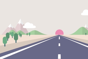 矢量扁平化手绘透视公路背景