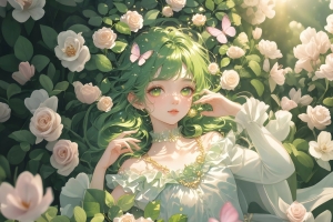 花丛中的女孩平板壁纸
