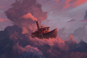 船 云 艺术 天空 帆 梦幻 4k壁纸 3840x2160