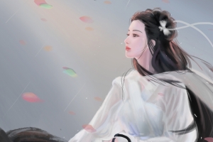 古风白衣女孩唯美3440x1440带鱼屏壁纸