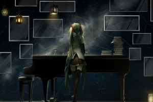女孩,动漫,钢琴,艺术,vocaloid,初音未来壁纸