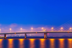 深圳湾跨海大桥夜景3440x1440壁纸
