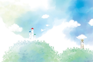 蓝色手绘城堡背景