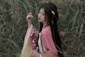 粉色古装 古风 美女 长头发 4k 电脑 壁纸