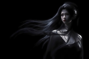 暗黑女神 长发 黑色背景 4K壁纸 3840x2560