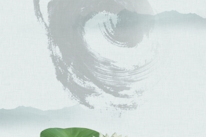 中国风水墨画荷花荷叶毛笔笔触质感