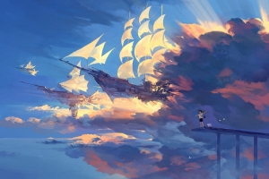 手绘梦幻大海平面广告