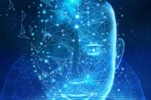 蓝色人脸识别生物技术科技PSD素材