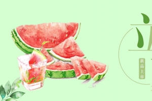 二十四节气立夏手绘西瓜banner