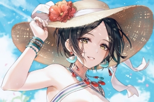 夏天 偶像大师 灰姑娘女孩裙子 帽子 大胸的动漫美女2k手机壁纸