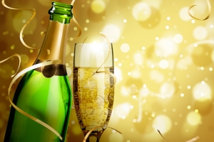 圣诞狂欢金色光晕香槟啤酒背景banner