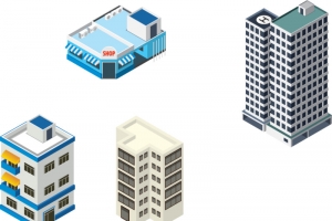 楼房俯视效果矢量