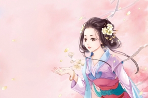 手绘粉色梦幻可爱少女