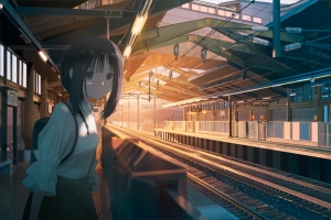 女子车站4k动漫壁纸