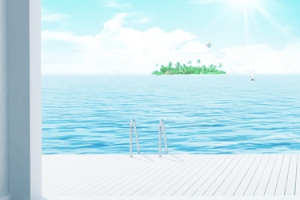 淡蓝色海边清新背景图