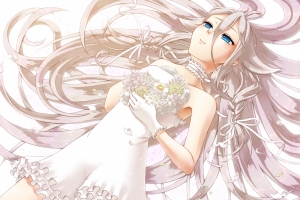 初音未来VOCALOID 女孩 连衣裙 眼泪 花束 4K动漫壁纸