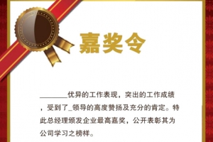 红色边框嘉奖令