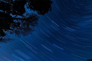 星空 树木 星星 模糊 旋转 长曝光 深色 4k壁纸 3840x2160