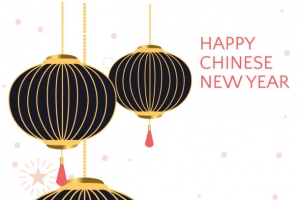 新春扁平黑金灯笼